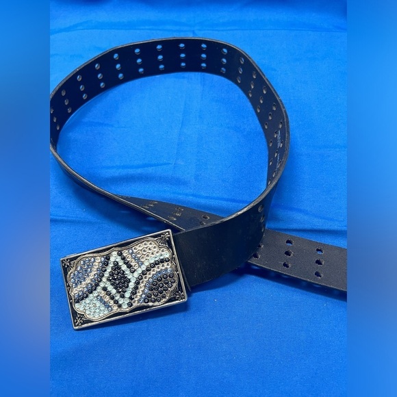Black Belt Silver sparkly Toned Buckle Boho Western Coastal Cowgirl Med main image 5